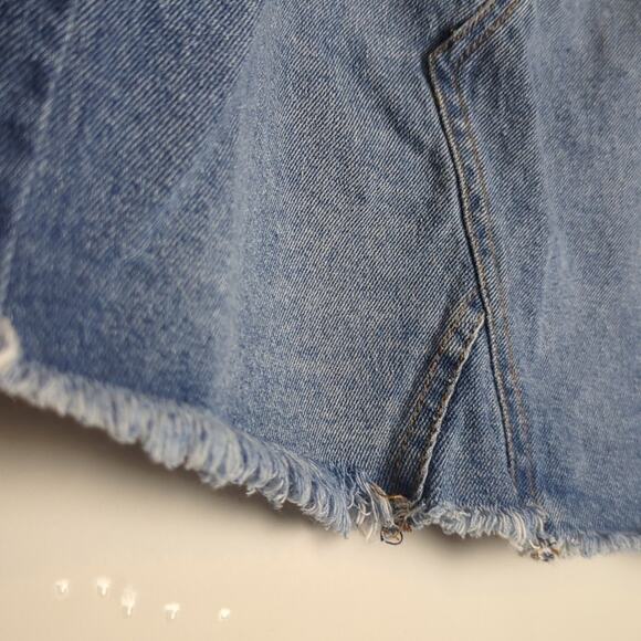 Y2K Altar'd State Denim Mini Skirt Frayed Hem Women's Size Medium - Picture 6 of 10